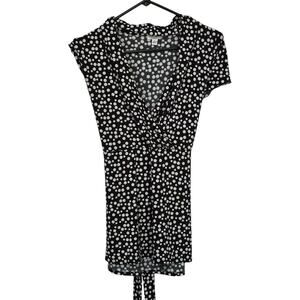 Nine West Separates Women’s Large Tie Back Top Black White Polka Dot Retro Chic